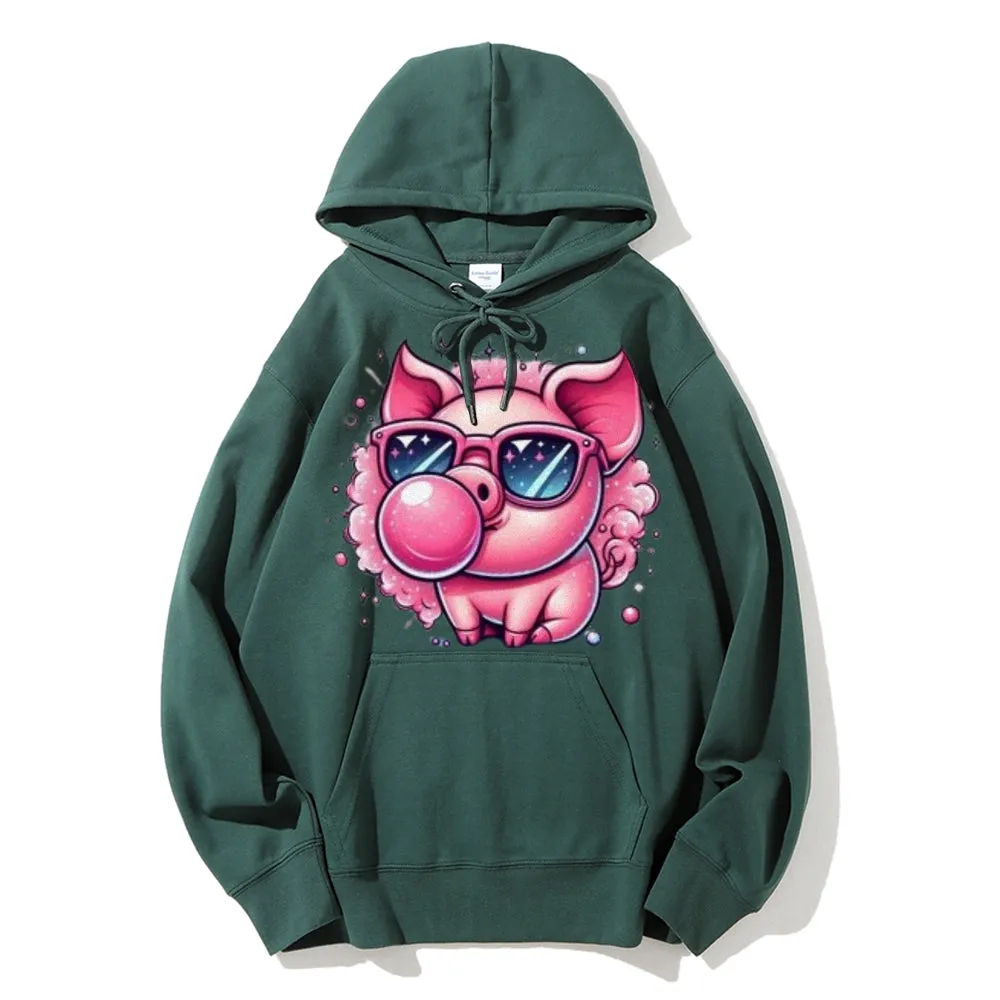 Women Cute Pink Pig Graphic Hoodies