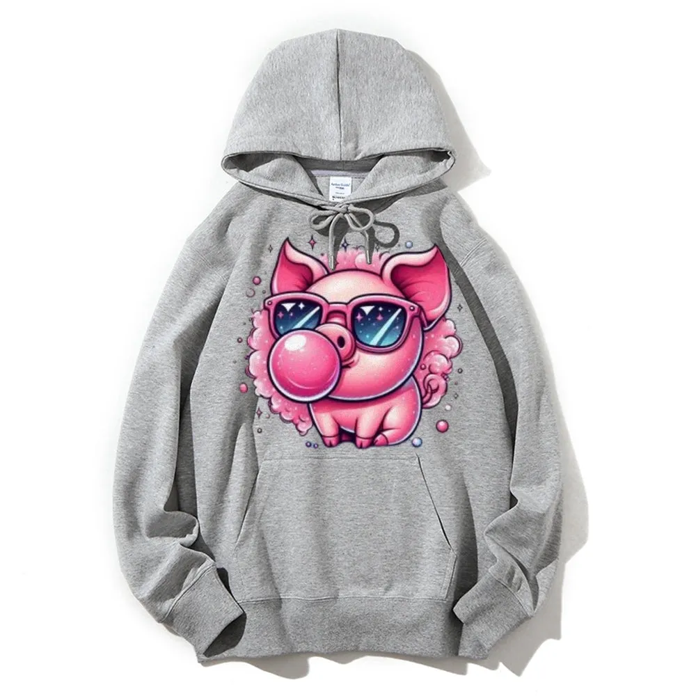 Women Cute Pink Pig Graphic Hoodies