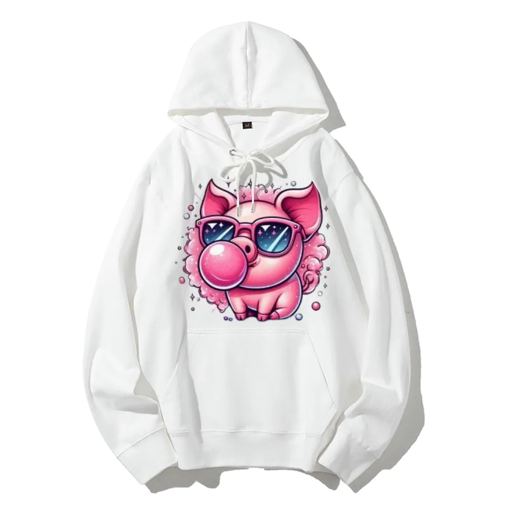 Women Cute Pink Pig Graphic Hoodies