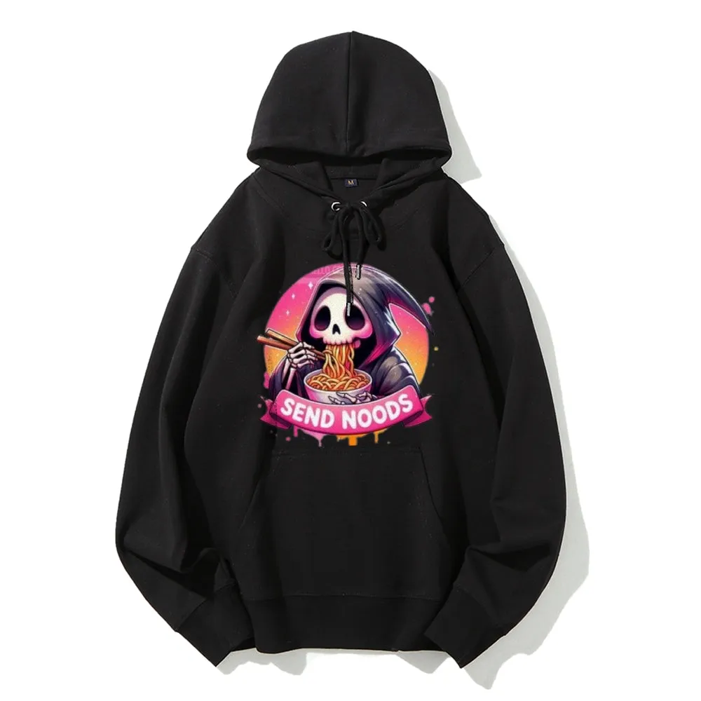 Women Cute Send Noodle Ghost Graphic Hoodies