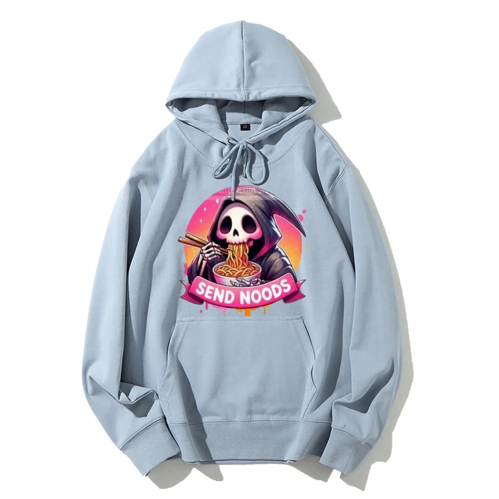 Women Cute Send Noodle Ghost Graphic Hoodies