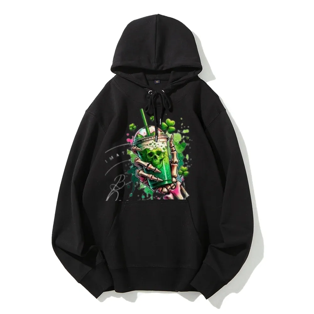 Women Cute Skeleton with Ice Graphic Hoodies