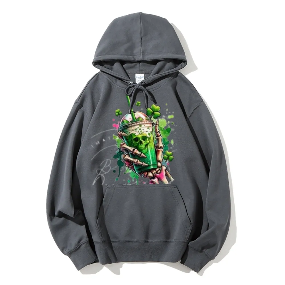 Women Cute Skeleton with Ice Graphic Hoodies