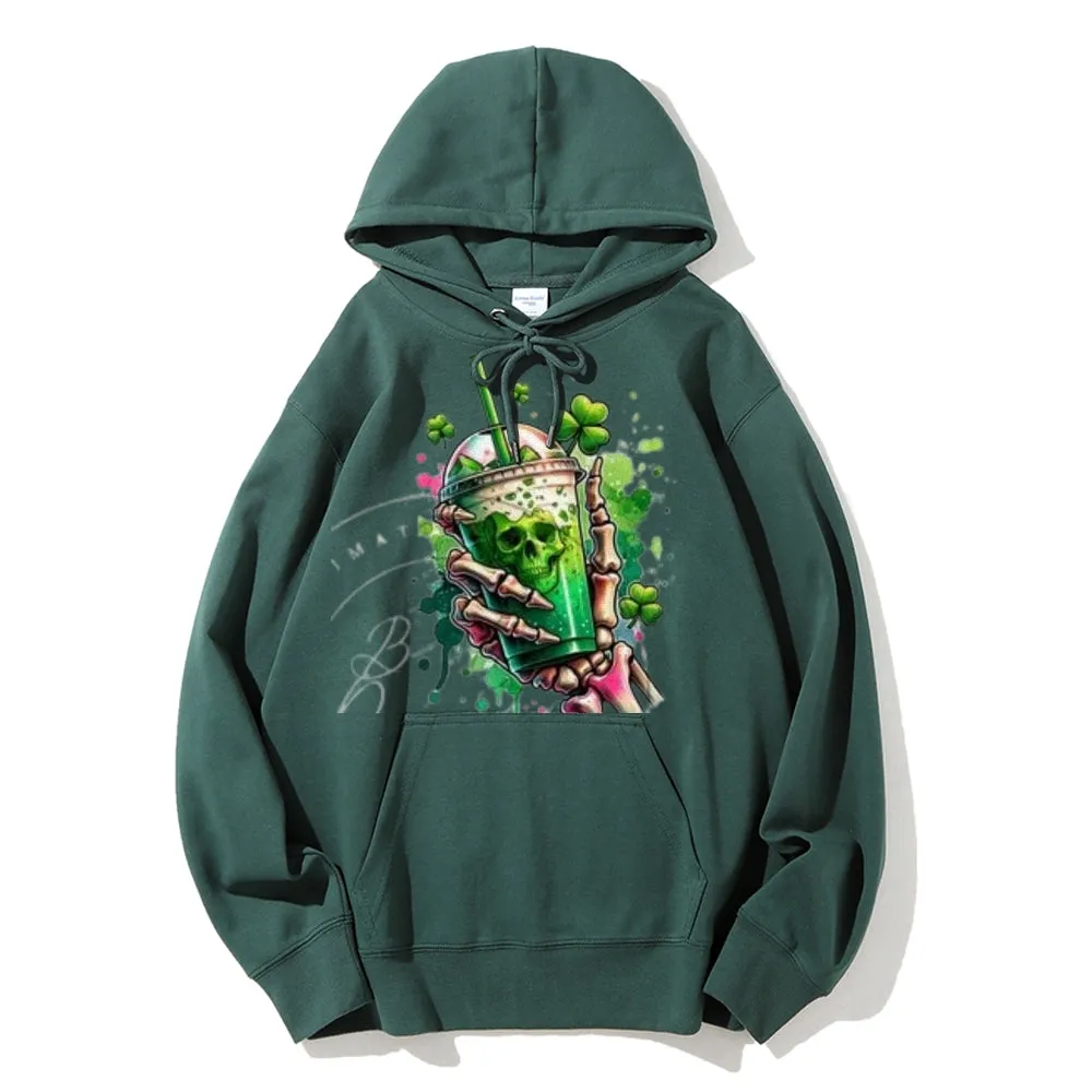 Women Cute Skeleton with Ice Graphic Hoodies