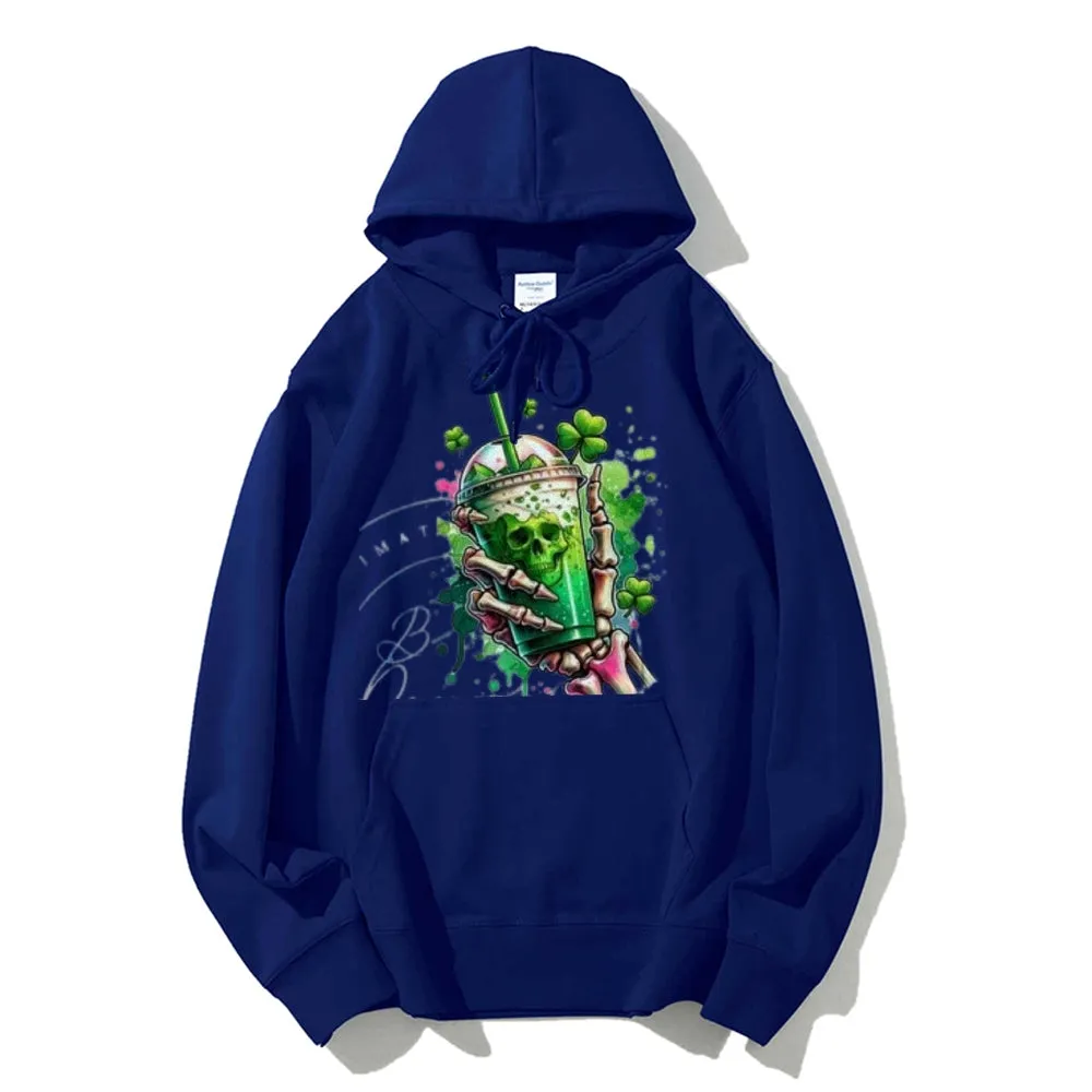 Women Cute Skeleton with Ice Graphic Hoodies