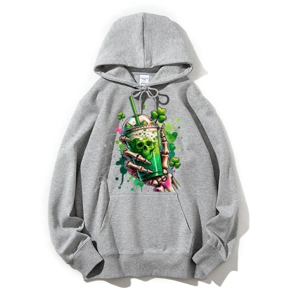 Women Cute Skeleton with Ice Graphic Hoodies