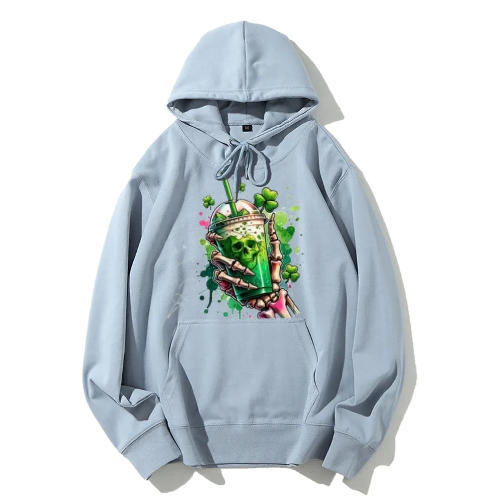 Women Cute Skeleton with Ice Graphic Hoodies