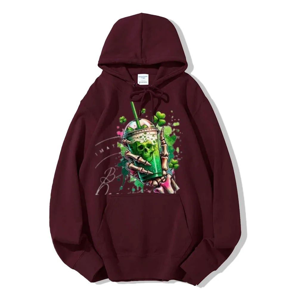 Women Cute Skeleton with Ice Graphic Hoodies