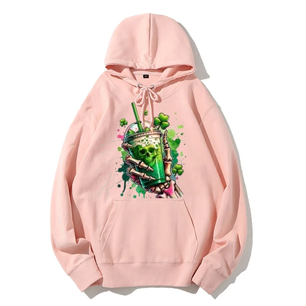 Women Cute Skeleton with Ice Graphic Hoodies