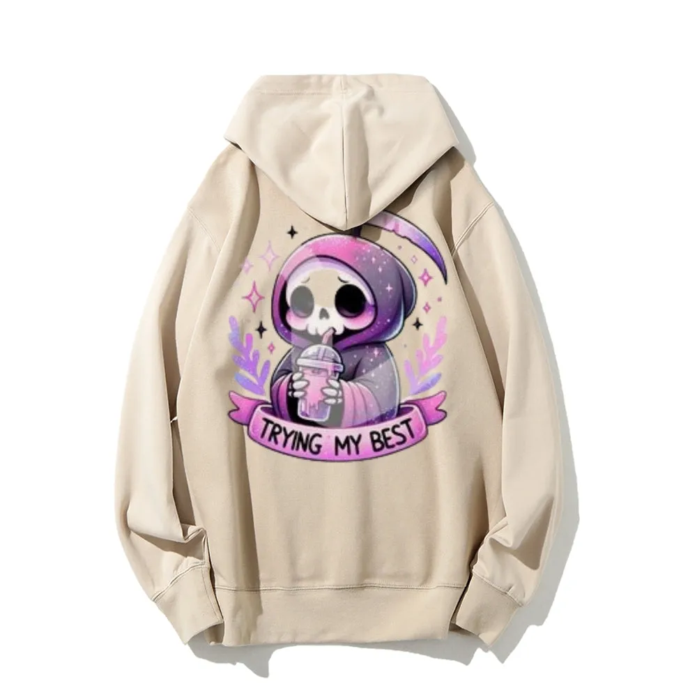 Women Cute Trying My Best Graphic Hoodies