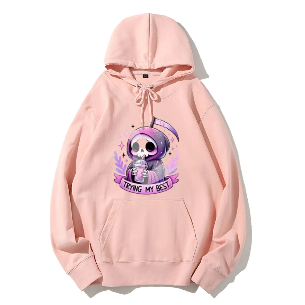 Women Cute Trying My Best Graphic Hoodies