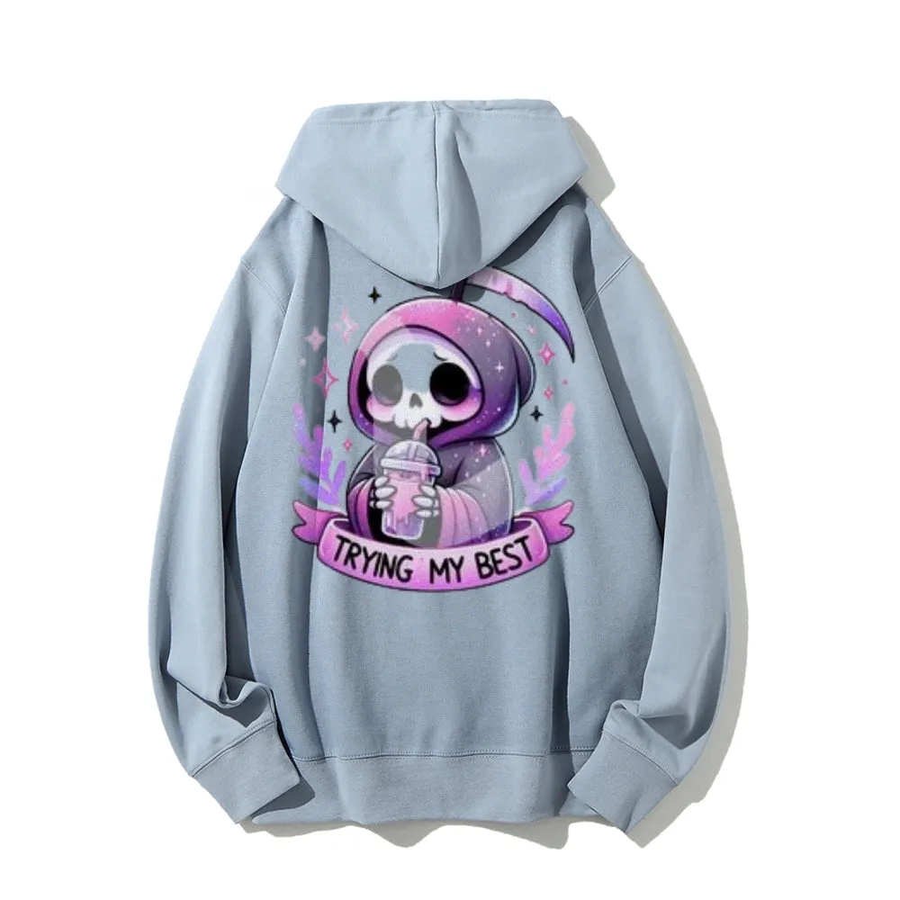 Women Cute Trying My Best Graphic Hoodies