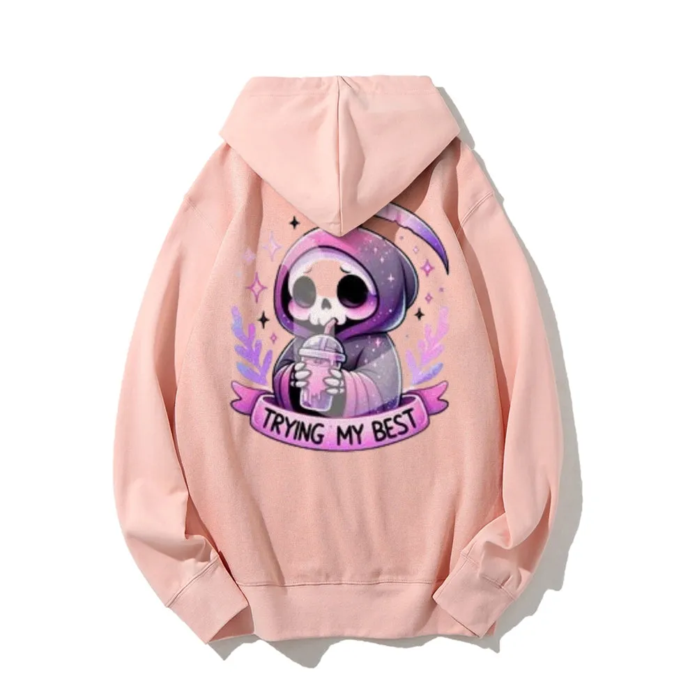 Women Cute Trying My Best Graphic Hoodies