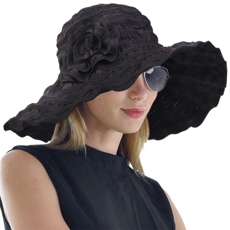 Women Folding Floral Wide Brim Beach Sun Hats GS013