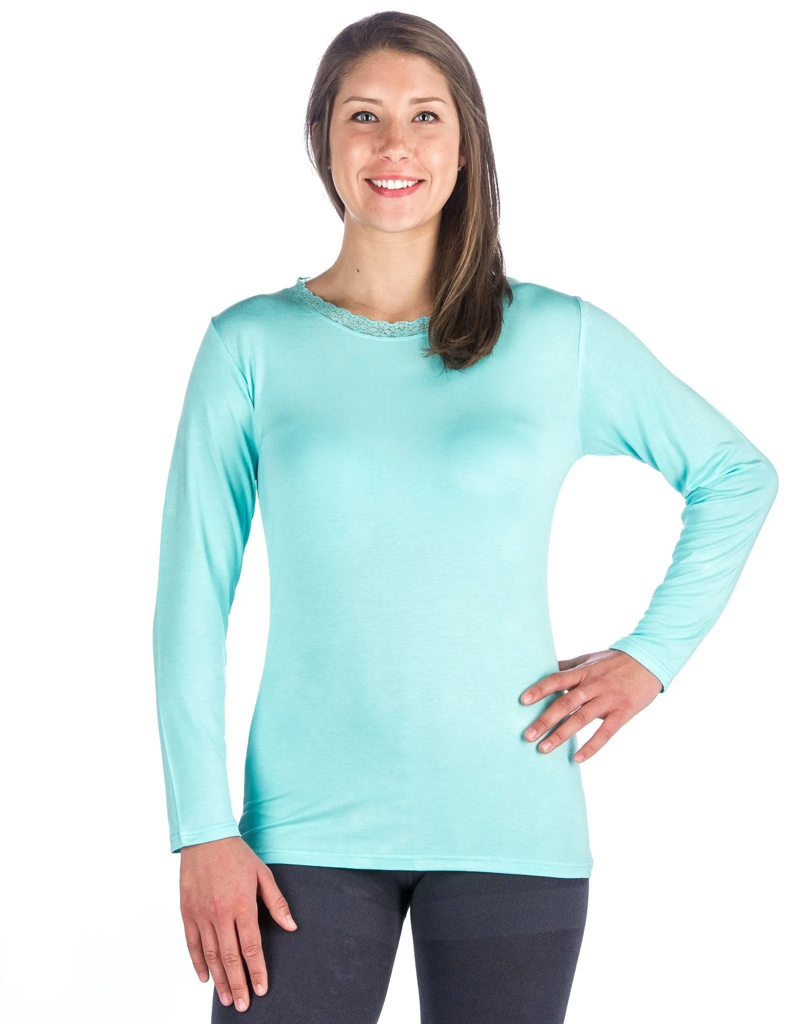 Women's Cool Knit Long Sleeve Layering T-Shirt - 2 Pack - Black/Aqua