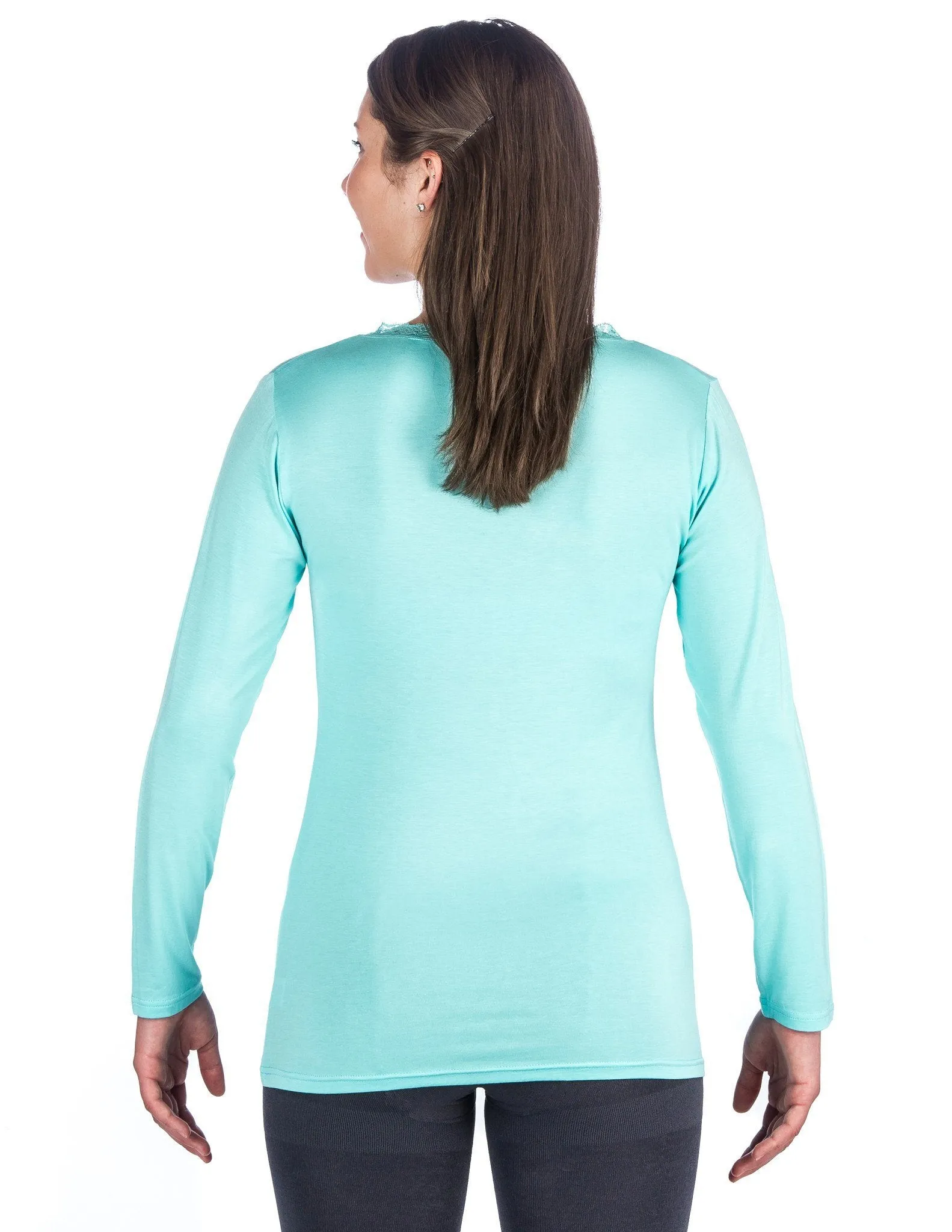 Women's Cool Knit Long Sleeve Layering T-Shirt - 2 Pack - Black/Aqua