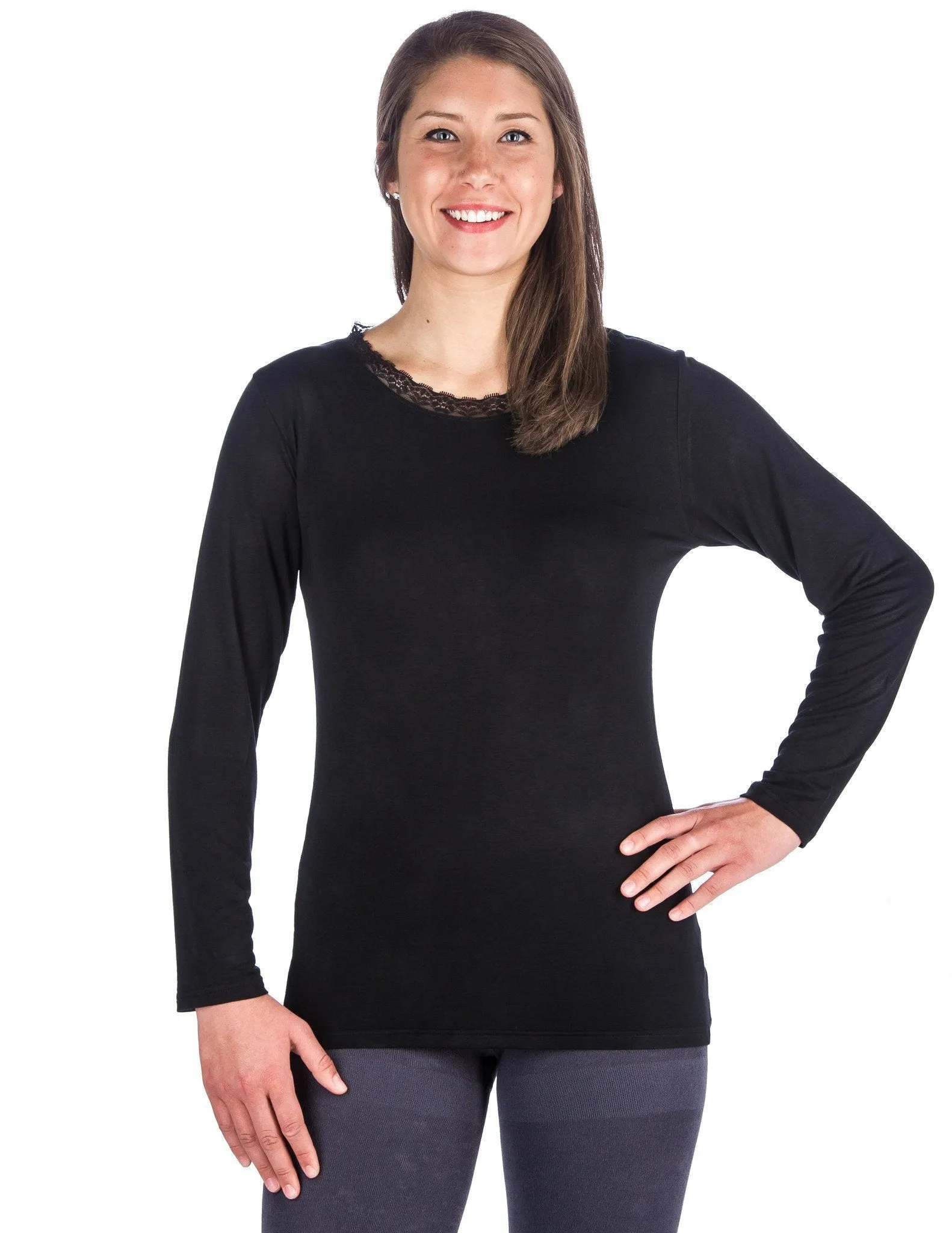 Women's Cool Knit Long Sleeve Layering T-Shirt - 2 Pack - Black/Aqua